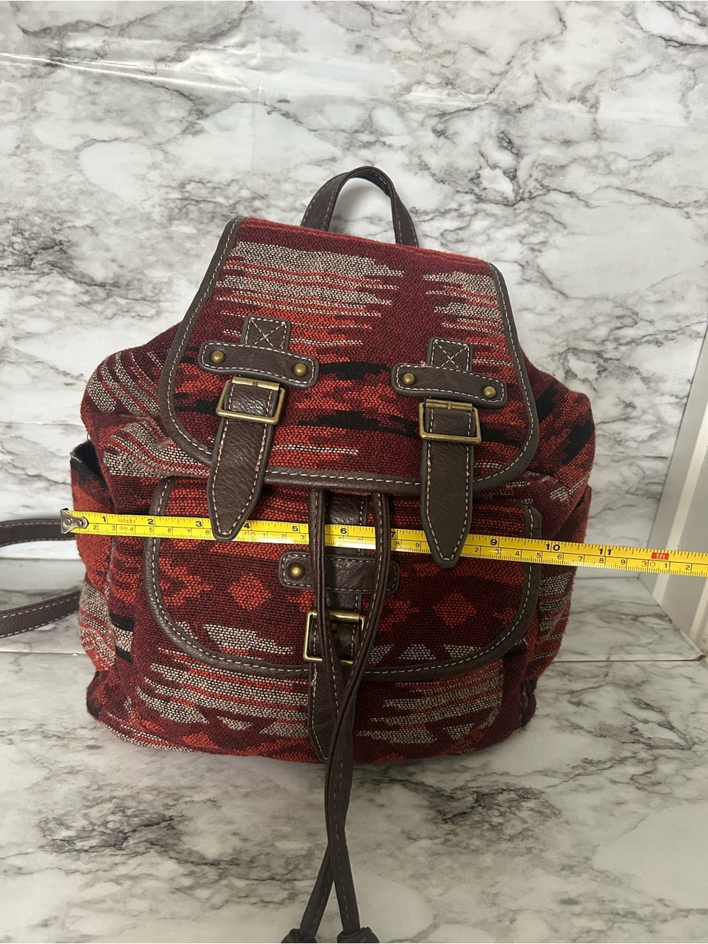 Arizona Jeans Co vintage 90s Y2K Aztec backpack with adjustable straps cinch top - Picture 9 of 13